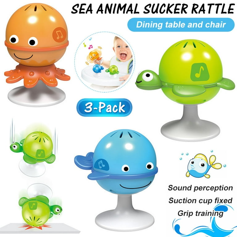 LNKOO 3 Pack Baby Rattles Set, Infant High Chair Toys W/ Suction