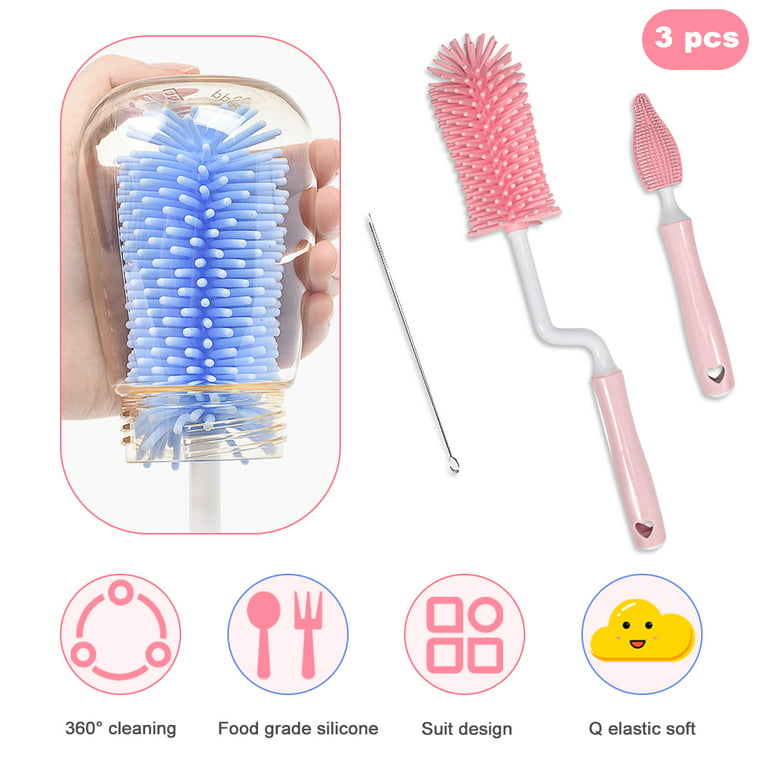 Bottle Cleaner Brush Set 3 in 1 Silicone Baby Bottle Cleaning