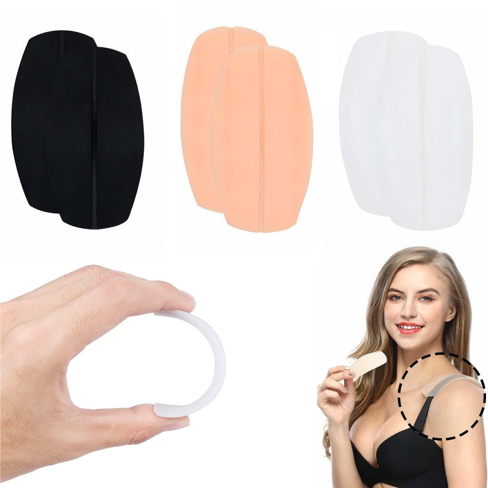 Lnkoo 3 Pair Women's Soft Silicone Bra Strap Cushions Holder Non-Slip Shoulder Protectors Pads Pain Relief Comfort, Size: One size, Black