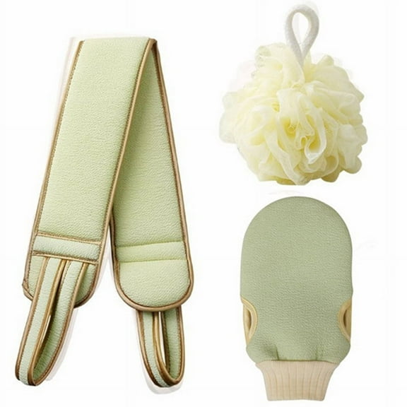 LNKOO 3 pack Exfoliating Back Scrubber& Exfoliating Sponge Pad Set for Shower, Bath Shower Scrubber for Women, Luffa Scrubber to Deep Clean Relax Your Body (32.3 inch length 3.7 inch width)