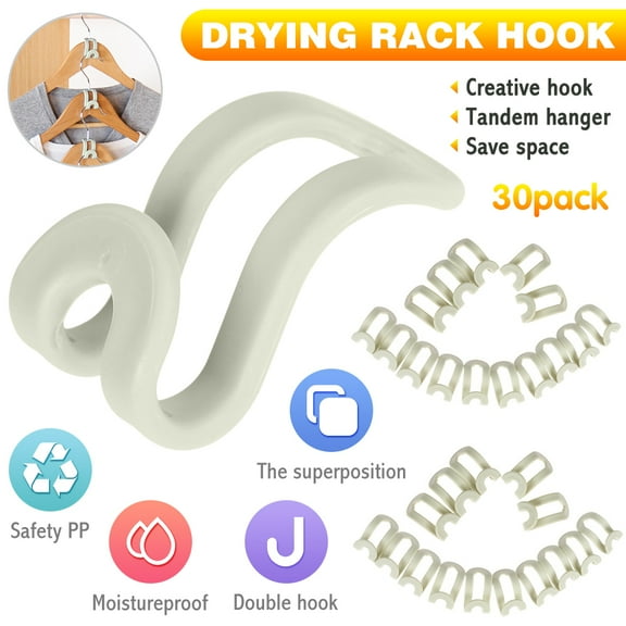 LNKOO 30 Pcs Clothes Hanger Connector Hooks, Outfit Hangers, Velvet Hanger Cascading Hooks, Hanger Extender Clips, Velvet Huggable Hangers Accessory, Heavy Duty Space Saving for Closet