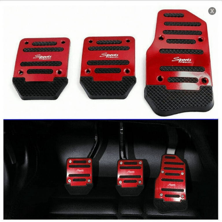 Nonslip 3pcs Car Pedal Pads Auto Sports Gas Fuel Petrol Clutch Brake Pad  Cover Foot Pedals Rest Plate Kits for MT(Manual Transmission) Car