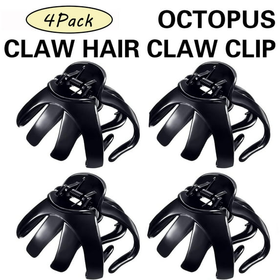 LNKOO 4 PCS Large Grip Octopus Clip Spider Hair Claw Octopus Jaw Hair Claw Clips for Thick Hair, 8.5 cm/3.35inch