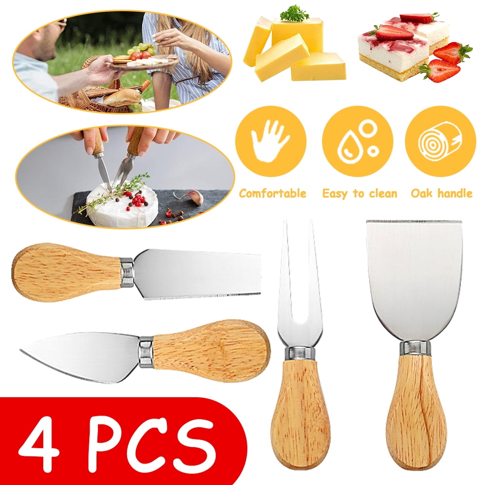 LNKOO 4 Pieces Set Cheese Knives with Wood Handle, Butter Spreader ...
