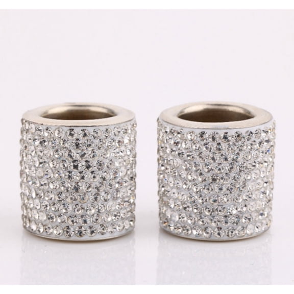 LNKOO 4 Pieces Silver Car Headrest Collars Electric Vehicle Head Rest Collars Shinning Crystal Rhinestone Rings Decor Seat Decoration and Automobile Truck Interior Sparkling Decoration