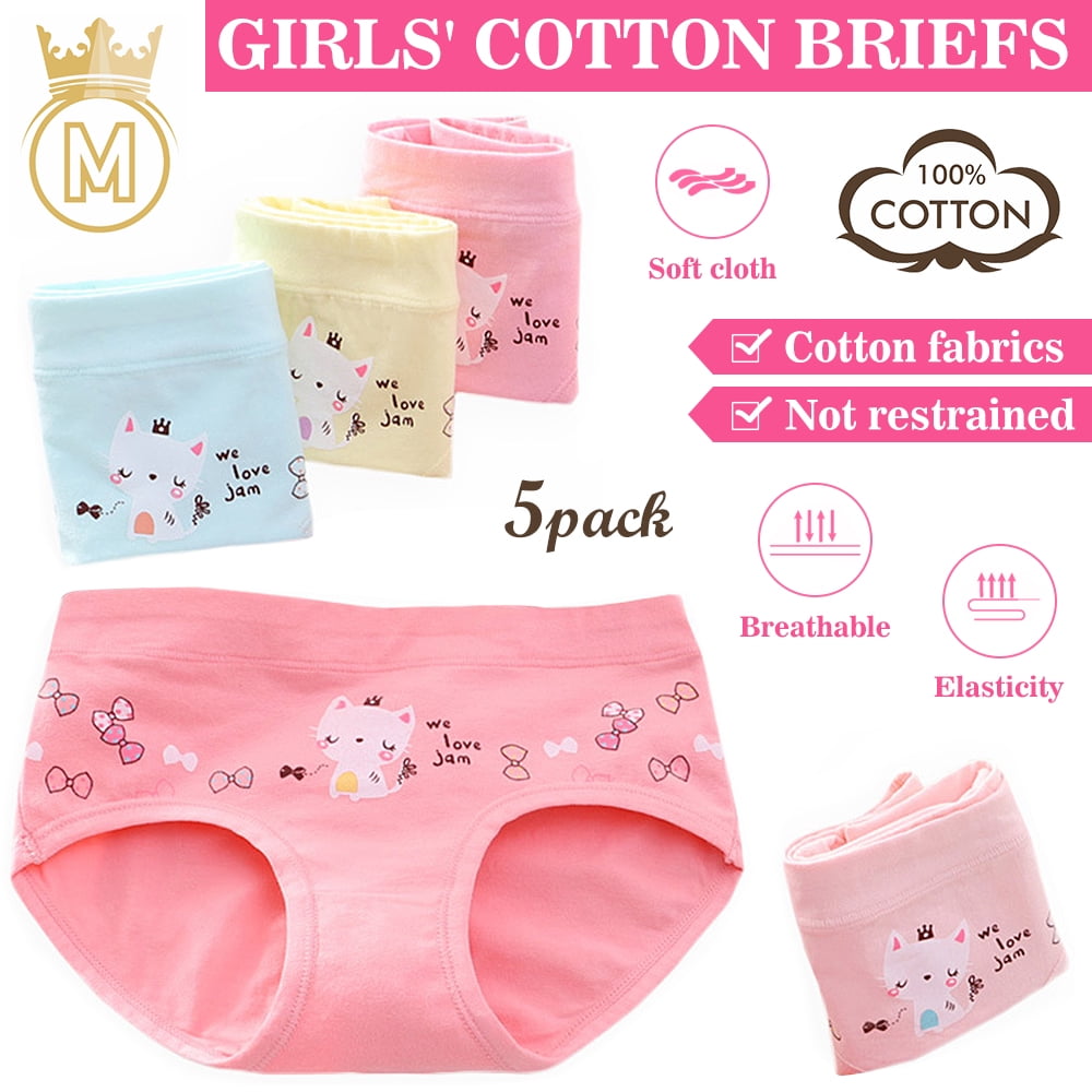 LNKOO 5-Pack Girls Underwear Soft Cotton Panties Little Girls