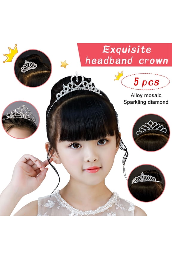 5 Pieces Princess Tiara Rhinestone Crystal Tiara-Rhinestone Headbands for Girl or Women Wedding Bridal Prom Birthday Christmas Pegeant Prinecess Crown Gifts