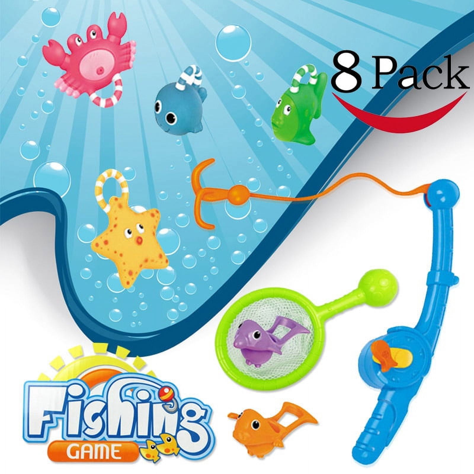LNKOO 8 Pcs Bath Toys Mold Free Fishing Games Wind Up Swimming Whales ...