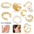 thumbnail image 1 of LNKOO 8 Pcs Ear Cuff, 8 Styles Cartilage Clip On Earrings Set Stainless Steel Ear Clip Fake Cartilage Earring Non Piercing Helix Cartilage Ear Clip (Gold)-Jewelry Gifts, 1 of 7