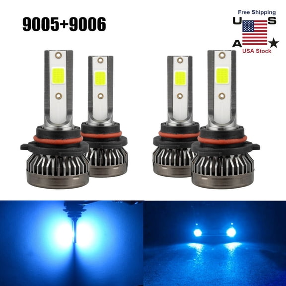 LNKOO 8000K 60W 12000LM Extremely Bright Blue Headlights,9005 +9006 LED Headlight Bulbs , HB3 H10 9145 High Beam/Fog Light All-in-one Conversion Kit Halogen Replacement, Pack of 4