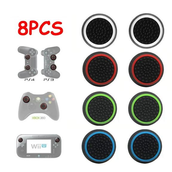 LNKOO 8PCS Replacement Silicone Analog Controller Joystick Thumb Stick Grips Caps Cover for PS4 PS3 Xbox One/360 Game Controller