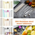 thumbnail image 1 of LNKOO 8 Pcs Portable Cutlery Set Flatware Set Eco Friendly Travel Cutlery Stainless Steel Utensils for Camping Car or Office & School Cafeteria Reusable Cutlery Set, 1 of 7