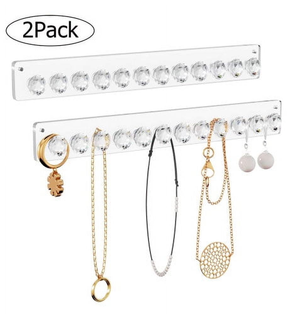 Wall Mounted Necklace Holder, Showcase Necklace Hanger Jewelry Hooks for Bedroom Closet Wall, Adult Unisex, Size: 30cmx3.5cm, Clear