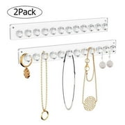 TAMU LNKOO Acrylic Necklace Holder Set of 2, Wall Mounted Jewelry Organizer Hanging with 12 Diamond Shape Hooks, Clear Necklaces Hanger, Jewelry Hangers for Necklace, Bracelet, Gift for Girls Women
