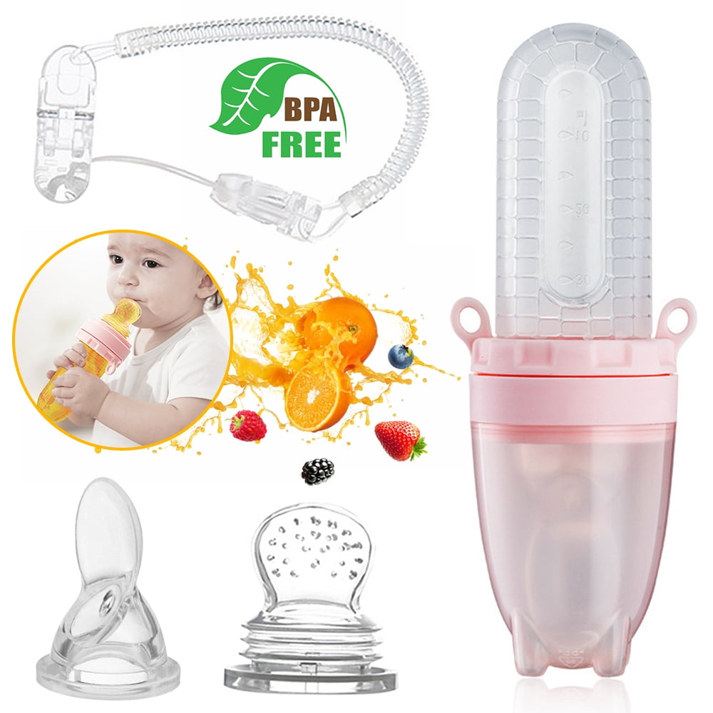 LNKOO Baby Food Feeder, 2 in 1 Fruit Pacifier Silicone Squeeze Feeding