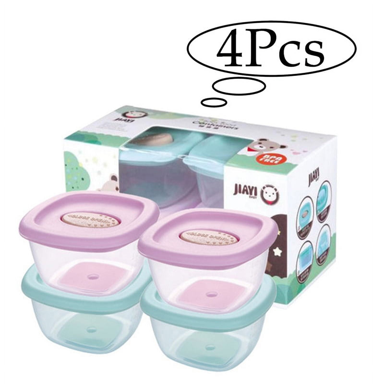 LNKOO Baby Food Storage Containers 4 Set 4 oz Baby Food Jars with