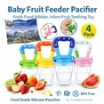 thumbnail image 1 of AMERTEER Baby Fruit Feeder Pacifier (4 Pack) - Fresh Food Nibbler, Infant Fruit Teething Toy, Food Grade Silicone Pouches for Toddlers & Kids M, 1 of 7