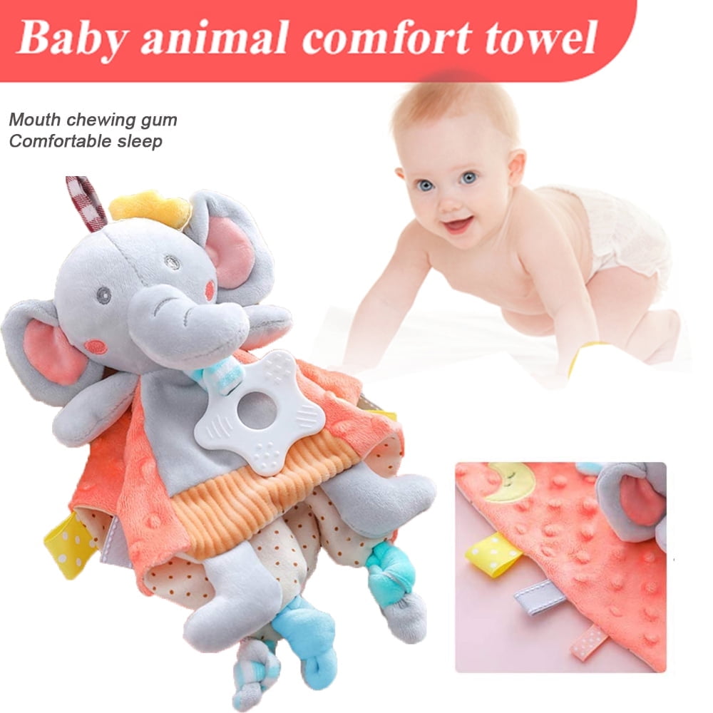 LNKOO Baby Security Blanket, Soft Stuffed Animal Elephant Plush Security Blanket Soothing Toy for Baby Toddles Kids, Elephant,12*12''