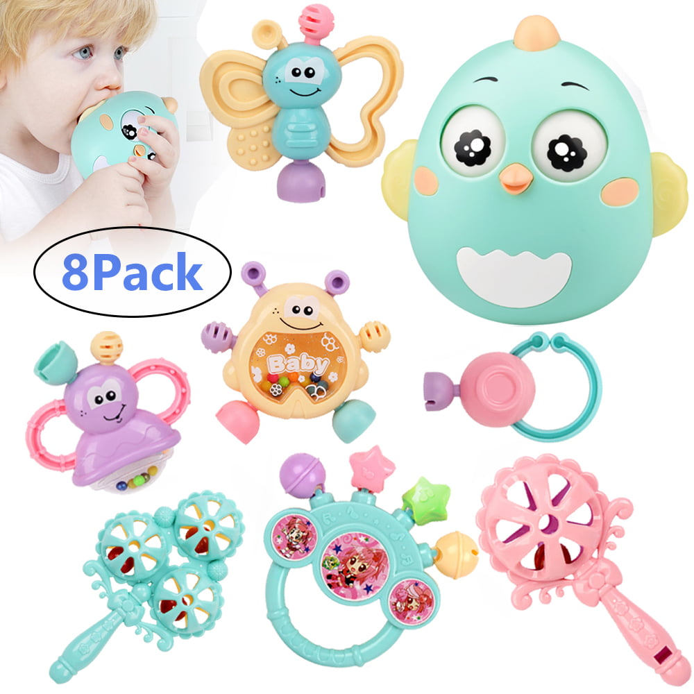 LNKOO Baby Toys, Roly Poly Toys with Baby Rattle Sets 8Pcs Babies Grab  Shaker and Spin Rattle Toy Early Educational Toys Gifts Set for 0, 3, 6, 9,  12 Month Newborn Infant