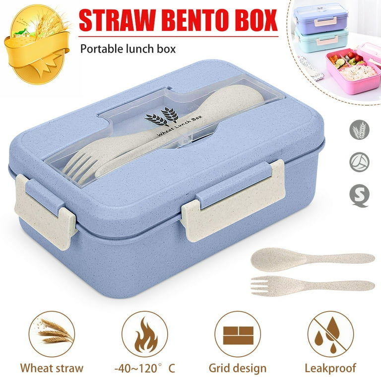 LNKOO Bento Lunch Box for Kids & Adults with Spoon-Fork Meal Prep Containers  Box Microwave-Safe Food Storage Salad Container Box BPA-Free Food Grade  Wheat Fibers for Lunch Sandwich Snack Packing Box 