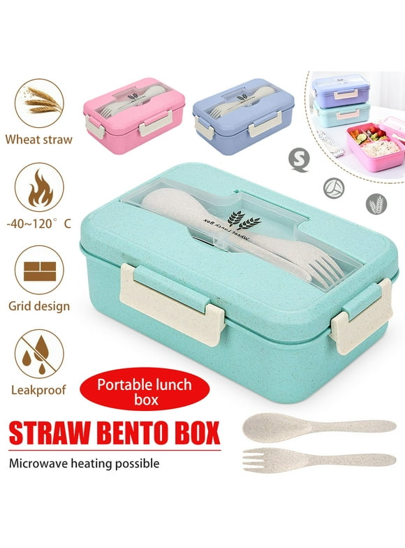 LNKOO Boxes for Kids & Adults ,1200 ML Bento Lunch Box For Kids Childrens With Spoon & Fork - Durable, Leak-Proof for On-the-Go Meal, BPA-Free and Food-Safe Wheat Materials