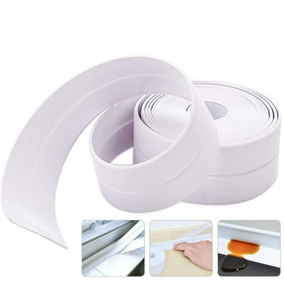 LNKOO Caulk Strip,Tub Caulking Tape PVC Self-Adhesive Waterproof Sealing Tape for Kitchen Sink Toilet Bathroom Shower and Bathtub Floor Wall Edge Protector-1-1/2" x 11' White