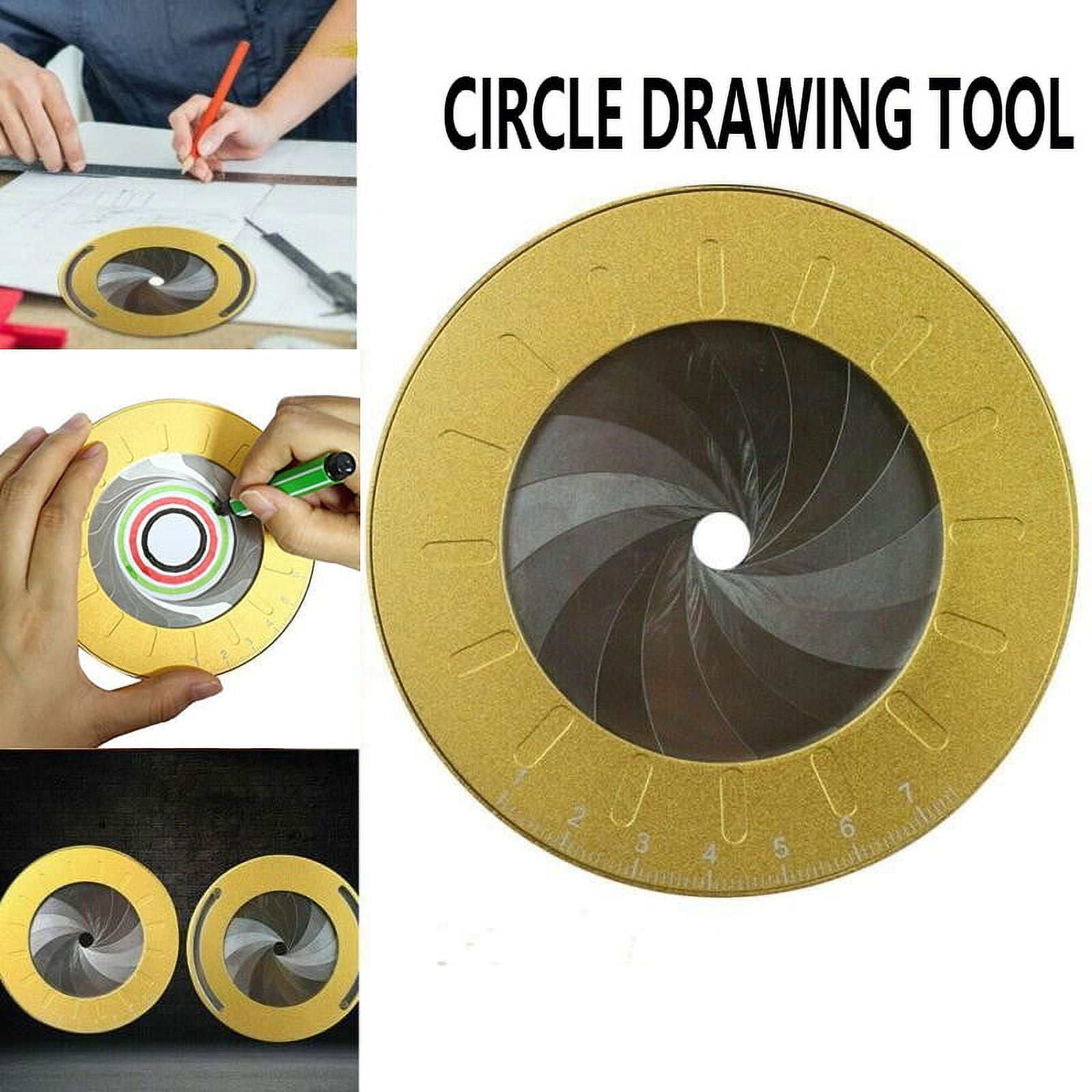 Lnkoo Circle Drawing Tool,Adjustable Flexible Rotary Aluminum Alloy Drawing Circles Geometric Tool,Round Circle Template Ruler for Drafting Alloy