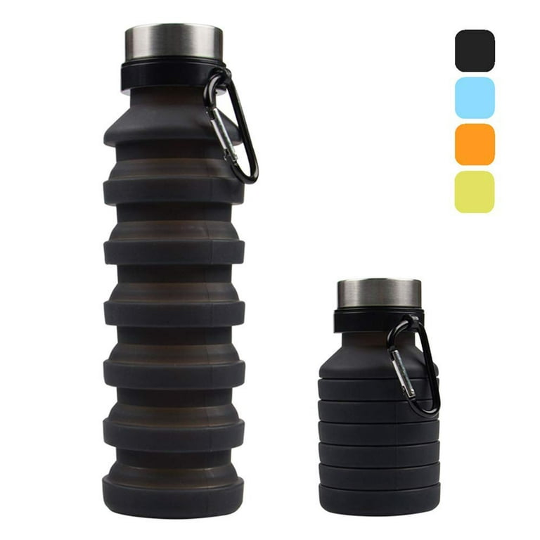 550ml Collapsible Water Bottle Silicone Foldable Travel Water Bottle  Lightweight Water Bottles with Carabiner