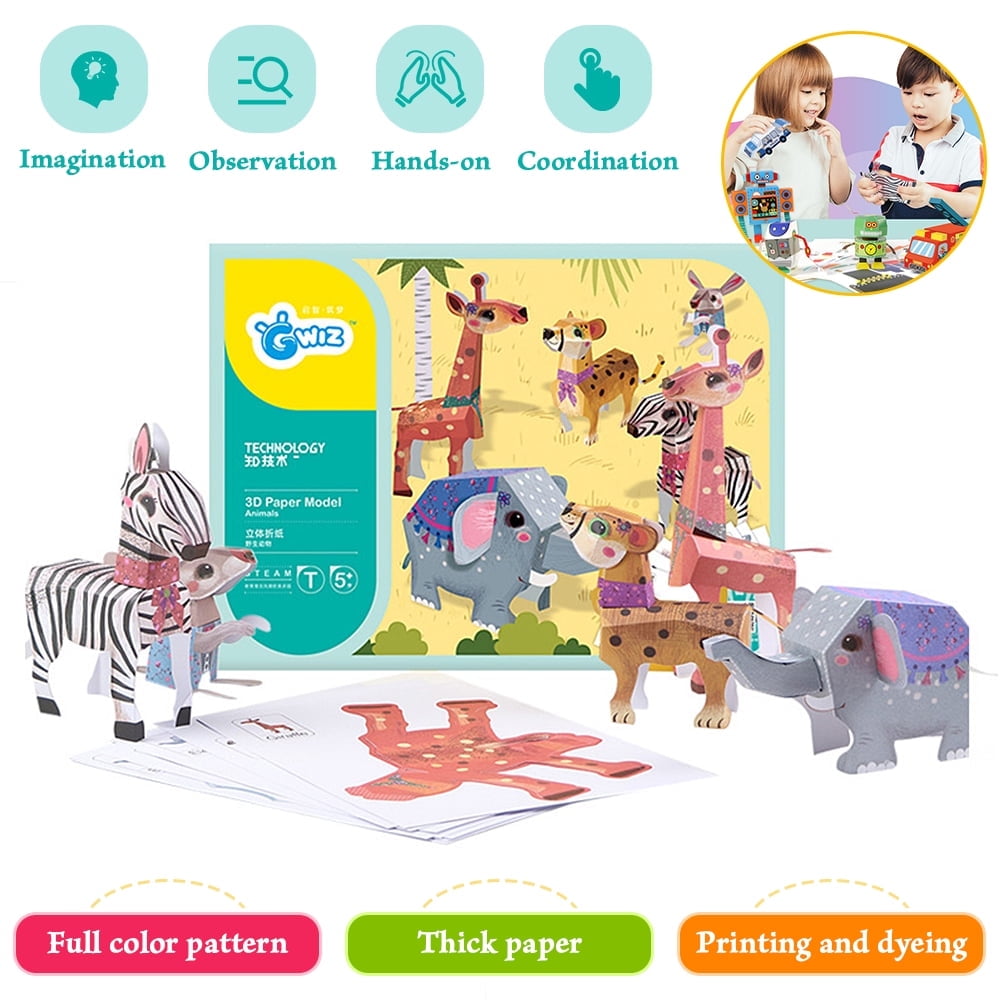 LNKOO Colorful Origami Paper Kit ,3D Paper Model DIY Folding Paper Model for Crafts Toddler Crafts Art Toys for Parent-Child Game, School Handmade Lessons, for Boys Girls