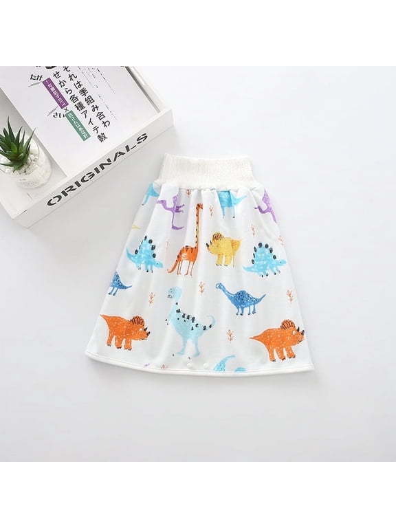 Comfy Waterproof Diaper Skirt Shorts, Cotton Pee Training Pants Underwear, Anti Bed-wetting Washable Bed Clothes for Baby Boy Girl Night Time Sleeping Potty Training 0~8T (dinosaur-L)