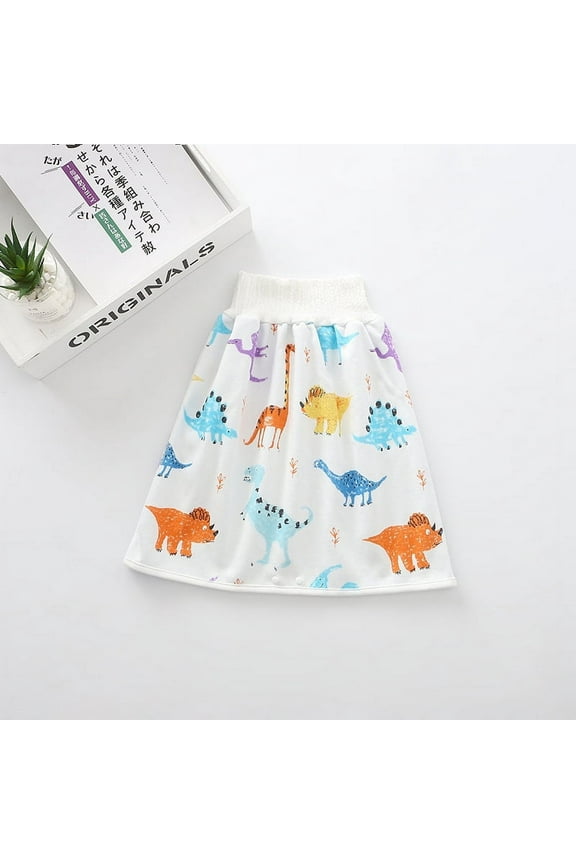 Comfy Waterproof Diaper Skirt Shorts, Cotton Pee Training Pants Underwear, Anti Bed-wetting Washable Bed Clothes for Baby Boy Girl Night Time Sleeping Potty Training 0~8T (dinosaur-L)