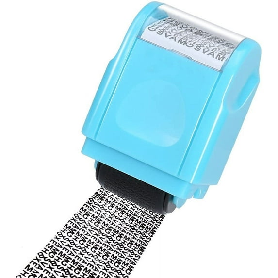 LNKOO Confidential Garbled Express Coding Pen Privacy Seal Blocker Anti Prevention Identity Theft Protection Roller Stamp (Blue)