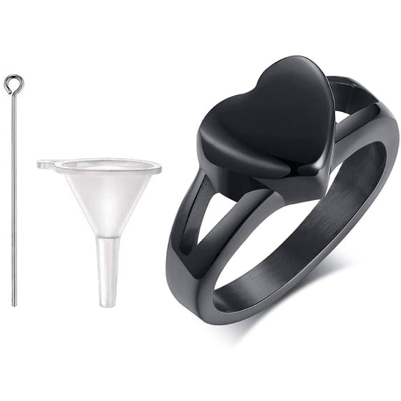 LNKOO Customize Cremation Memorial Jewelry Titanium steel Heart Ring for Ash Holder,Gift for Her,Size#7#8#9