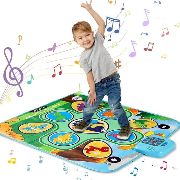 LNKOO Dance Mat Toys for 3-10 Year Old Girls, 5 Game Modes Including 3 Challenge Levels, Adjustable Volume Dance Pad with LED Lights, Christmas Birthday Gifts for 3 4 5 6 7 8 9+ Year Old Girls
