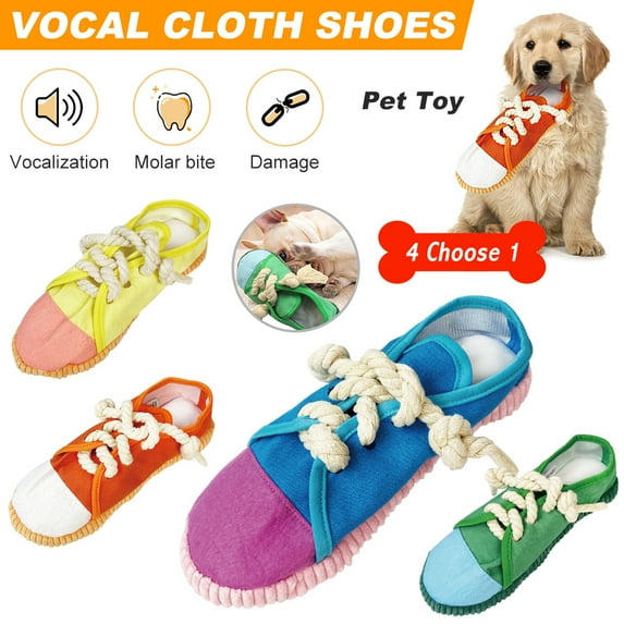 LNKOO Dog Chew Toys, Dog Squeaky Slipper Toys, Interactive Pet Stuffed Teeth Cleaning Toys, Pet Dog or Cat Hide and Seek Puzzle Toys for Small Puppies and Medium Dogs, Cotton Rope, Stress Relief