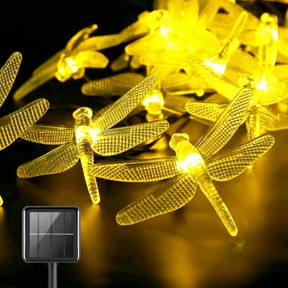 LNKOO Dragonfly Solar String Lights, 23FT/50Led 8 Modes Multi Color Waterproof Dragonfly Solar Fairy Lights Crystal Dragonfly LED for Indoor/Outdoor Patio, Lawn, Garden, Party, Wedding,Christmas