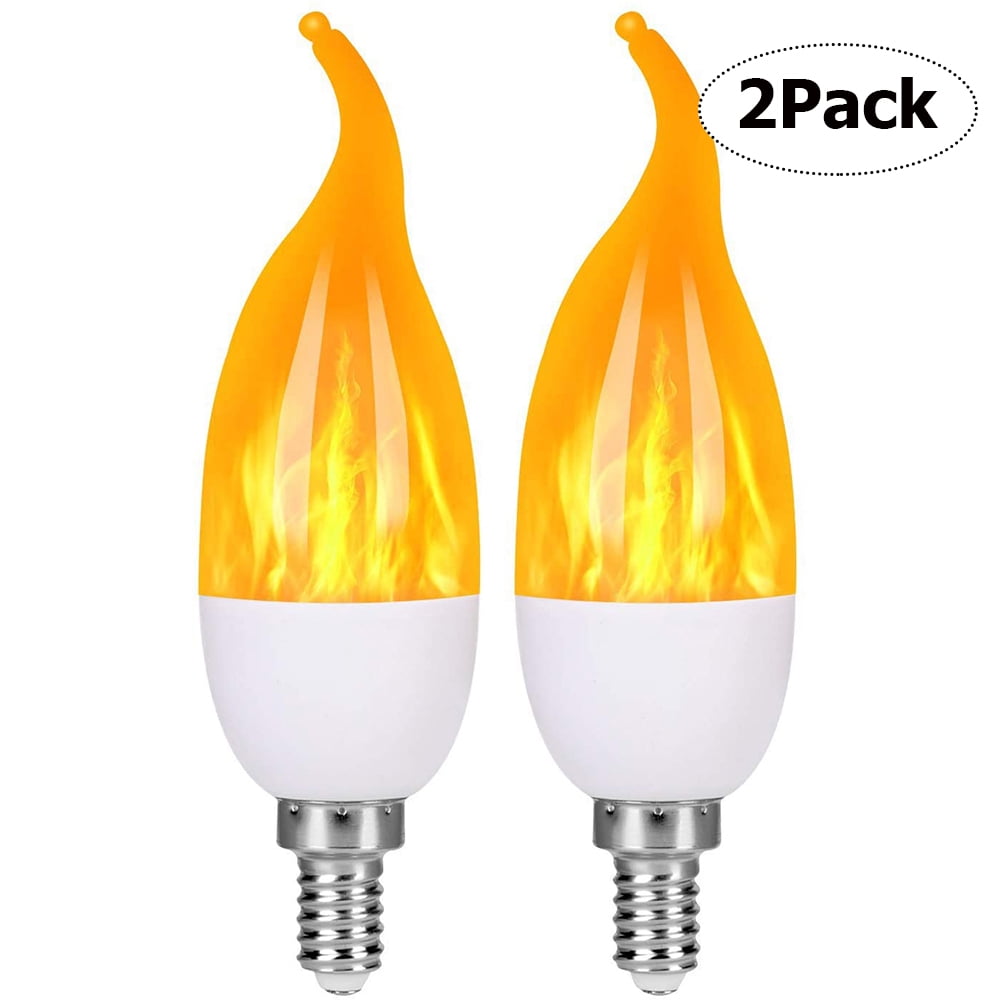 LNKOO E12 Flame Bulbs 2 Pack, 3 Mode LED Candelabra Flame Light Bulb 3