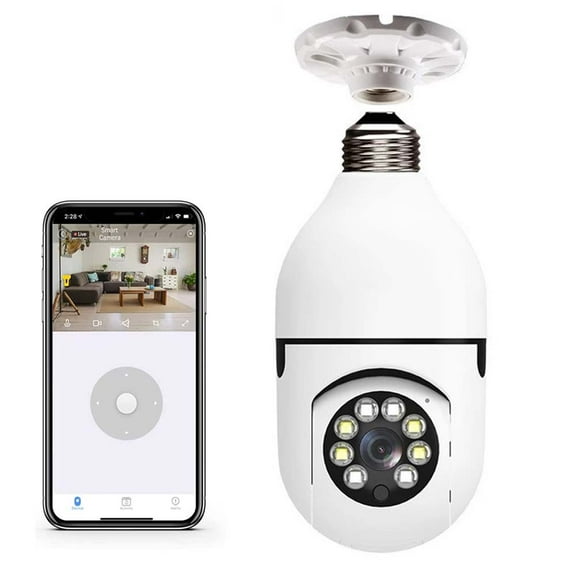 LNKOO E27 Bulb Camera, 1080P Security Camera System with 2.4GHz WiFi, 360 Degree Wireless Home Surveillance Cameras, Night Vision, Two Way Audio, Smart Motion Detection