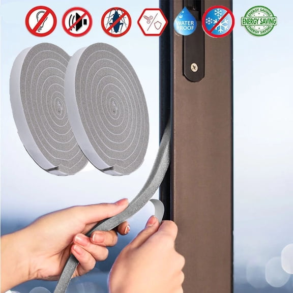 LNKOO Foam Weather Stripping 0.59 Inch Wide, Total 13 Ft Long, High Density Foam Insulation Soundproofing Strips Tape Seal for Doors and Window, Sliding Door