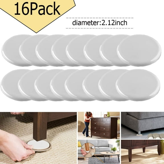 LNKOO Furniture Sliders 16 Pack Sliders for Furniture Legs, 2-1/8" Furniture Carpet Moving Pads, Heavy Duty Chair Leg Floor Protectors Movers Coasters for Hardwood Floor, Reusable Round Glides Glider