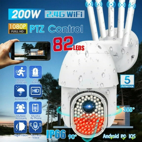 LNKOO HD 1080P IP Camera, 82 LED Infrared IR Cam Two-way IntercomWireless Outdoor Dome Waterproof Camera with 64G Memory Card