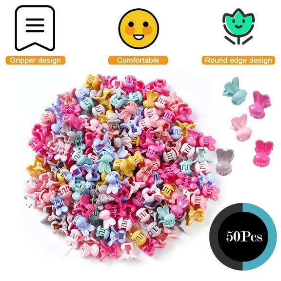 LNKOO Hair Claw Clips,Small Rabbit Shape Hair Claw Clips Jaw Clips, 50 Pieces Colors Beautiful Mini Plastic Rabbit Hair Barrettes Clips Hair Accessories for Girls and Women (Assorted Colors)