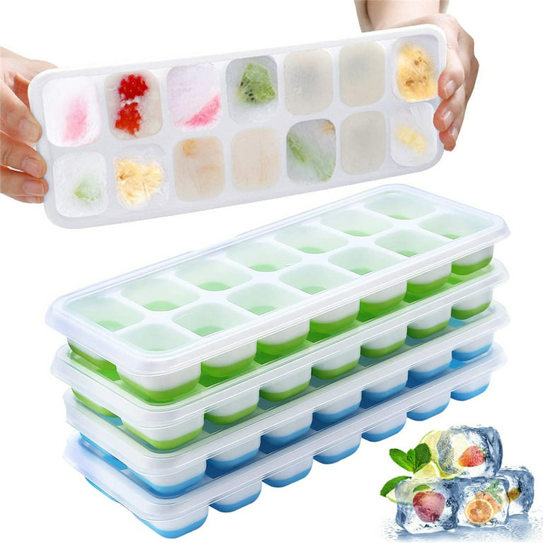 LNKOO Ice Cube Trays 1 Pack, Food Grade Silicone Ice Cube Moulds, Easy- Release & Durable & Reusable 14 grids Ice Cube Trays with Lids, Best for  Baby Food, Beer, Water, Whiskey 