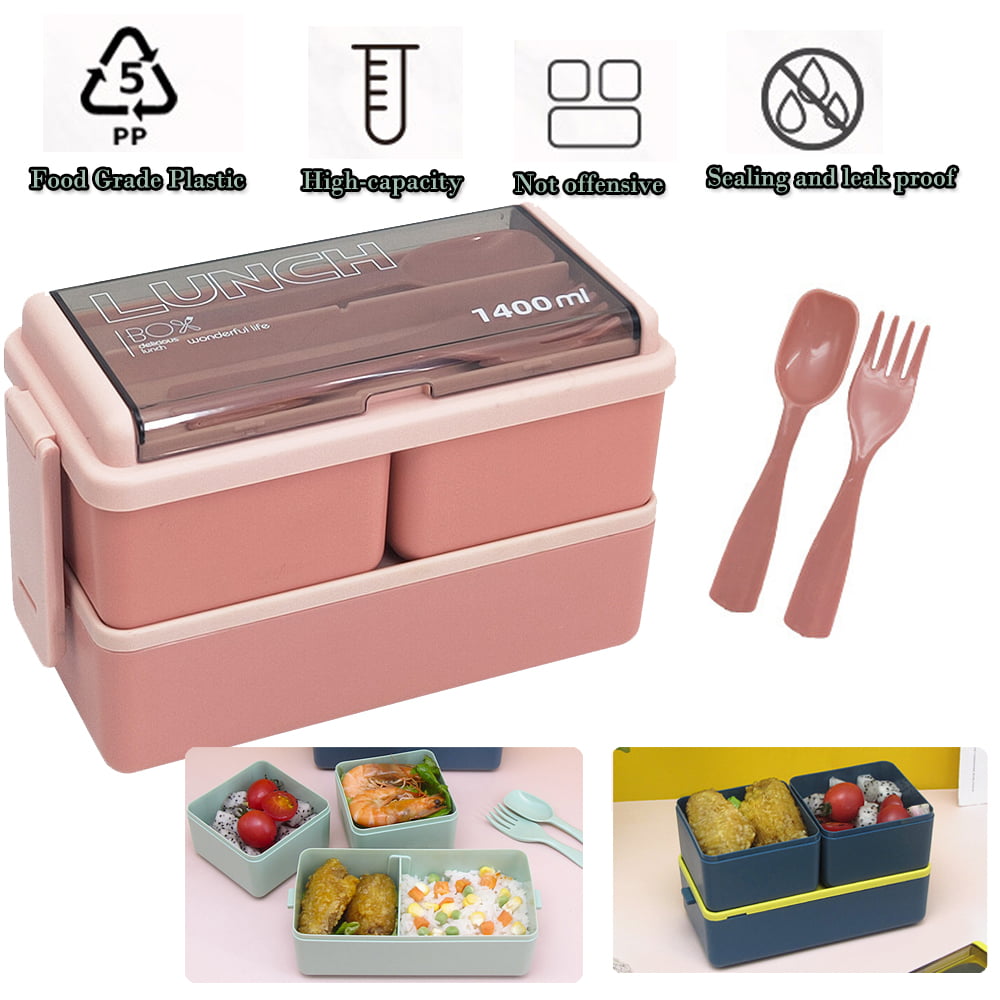 Tohuu Lunch Box Containers Double Layer Cute Lunch Box With Cutlery Kids  Microwave Safe Lunch Box Portable Stackable Food Container Lunch Boxes With  Stickers For Daycare ideal 