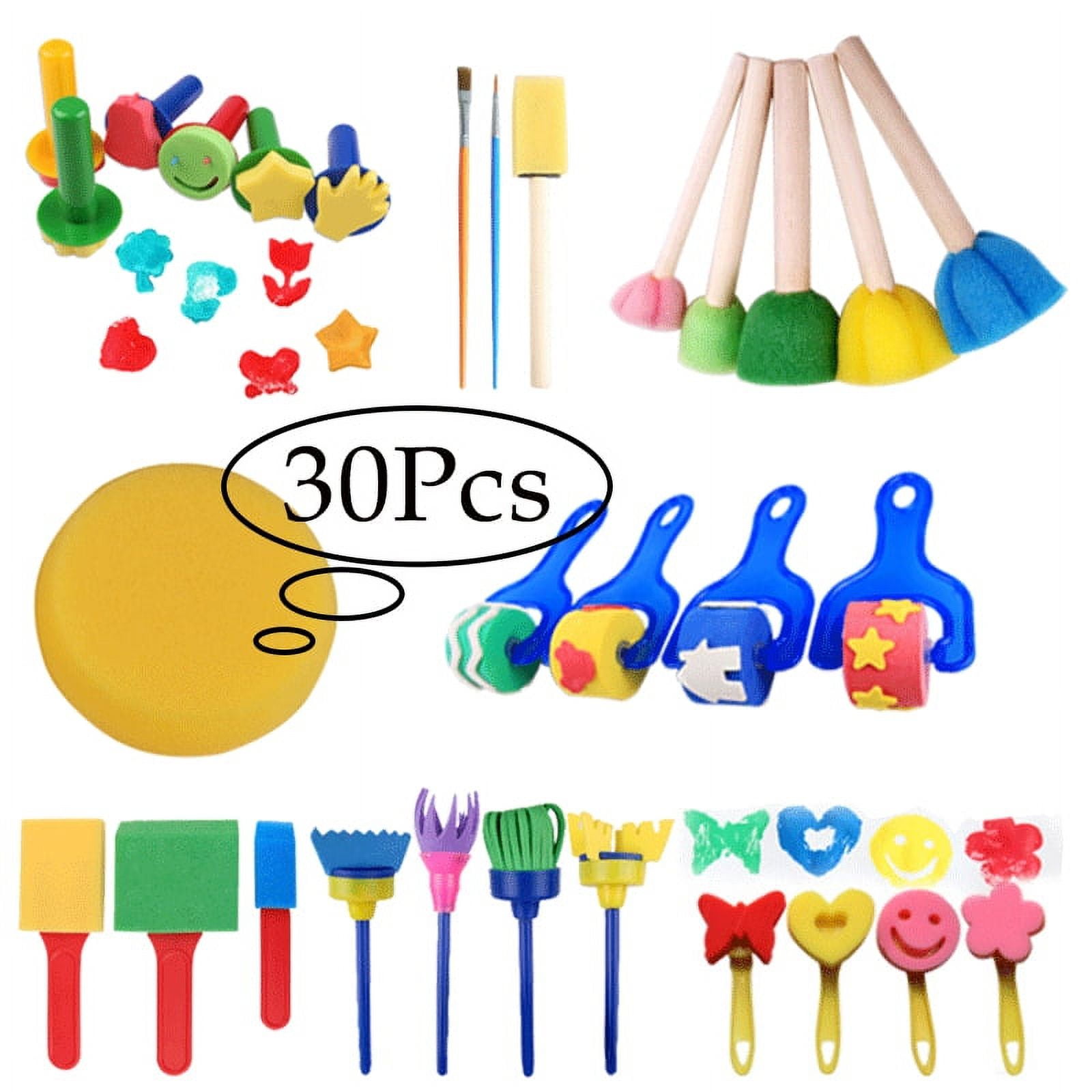Kids Paint Sponges Set of 30,Paint Sponges for Kids,Early Learning Kids  Toddlers Paint Brushes Sponge Stamps Foam Art Craft Drawing Tools 