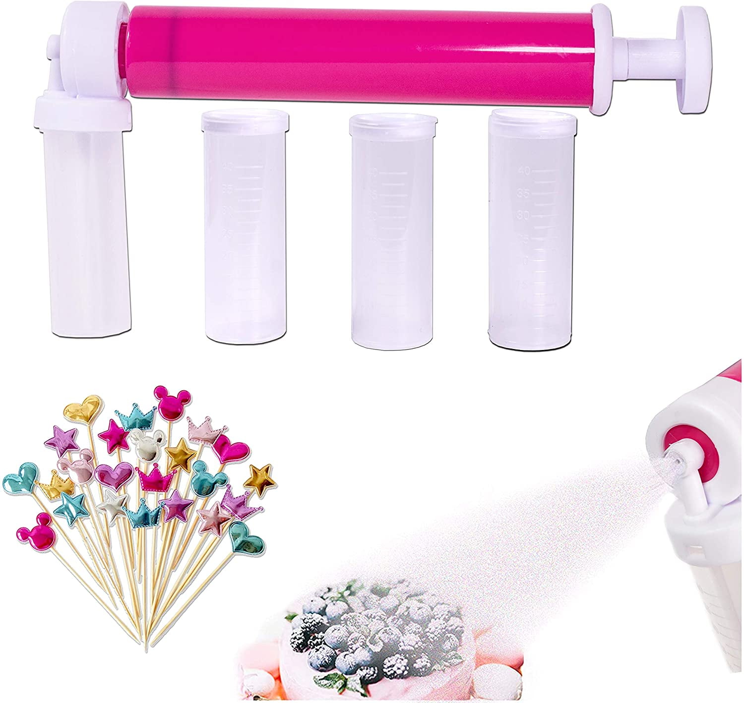 LNKOO Manual Airbrush for Cake Coloring, with 4pcs Cake Spray Tube DIY ...