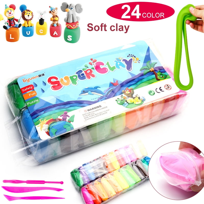 Modeling Clay Kit - 24 Colors Air Dry Ultra Light Magic Clay, Playdough  Foam, Soft & Stretchy DIY Molding Clay with Tools, Animal Accessories, Easy  Storage Box Kids Art Crafts Gift for