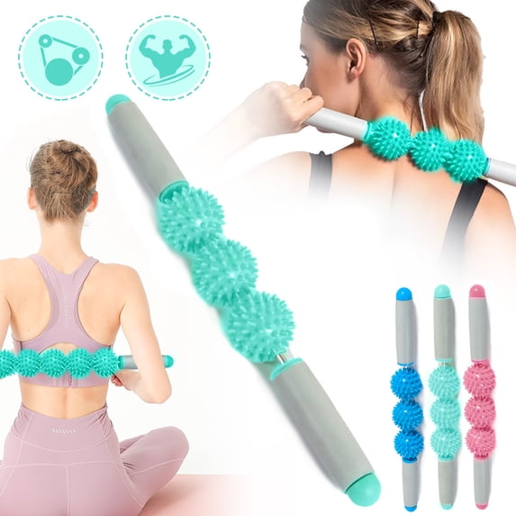LNKOO Muscle Roller Stick for Athletes- Body Massage Sticks Tools-Muscle Roller Massager for Relief Muscle Soreness,Cramping and Tightness,Help Legs and Back Recovery-3 Balls Size Version