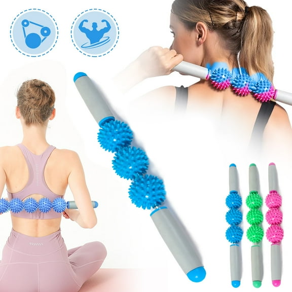 LNKOO Muscle Roller Stick for Athletes- Body Massage Sticks Tools-Muscle Roller Massager for Relief Muscle Soreness,Cramping and Tightness,Help Legs and Back Recovery-3 Balls Size Version