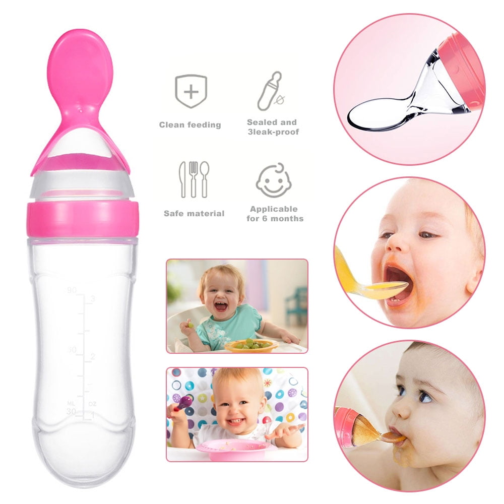 New Infant Babies Liquid Food Cereals Feeder Utensils Safety Tools Newborn  Squeeze Feeding Bottle Silicone Food